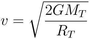 v = racine(2GM/R)